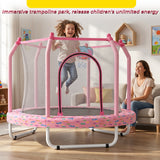 MERSCO 55" Kids Indoor Trampoline with Elephant Basketball Hoop and Safety Enclosure