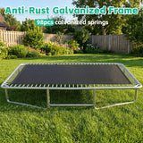 MERSCO 10x16FT Green Premium Rectangle Trampoline with Basketball Hoop