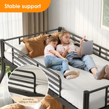 Netrum Twin over Full Bunk Bed for Adults Teens,Heavy-Douty Metal Bunk Beds Frame with Wall Fastener Screws,Ladder & Full-Length Guardrail, Black