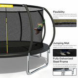 Mersco 14ft Trampoline for Kids and Adults, Pumpkin Outdoor Trampoline with Enclosure and Net, Kids Trampoline 1320lbs Loading,Birthday Gifts,Black