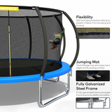 Mersco 14ft Trampoline for Kids and Adults,Pumpkin Outdoor Trampoline with Enclosure and Net,Kids Trampoline 1320lbs Loading,Birthday Gifts,Blue
