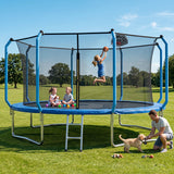 MERSCO 14FT Blue Super Series Trampoline - Safety Curved Pole Design