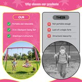 MERSCO 2-in-1 Double Swing Set with Pink Saucer and Belt Seat