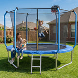 MERSCO 10FT Blue Super Series Trampoline - Anti-Collision Curved Pole Design