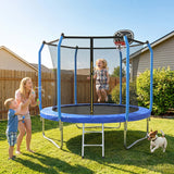 MERSCO 8FT Blue Junior Trampoline - Compact Design with Basketball Hoop