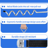 MERSCO 4-Pack Windproof Trampoline Stakes Anchor Kit - Heavy Duty Steel Spiral Ground Anchors with Tie Down Straps for Trampolines, Tents, Sheds & Playsets (Silver)