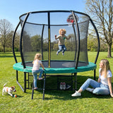 MERSCO 10FT Green Pumpkin Outdoor Trampoline with Built-in Basketball Hoop