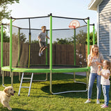 MERSCO 12FT Green Trampoline - Storm-Ready Frame & Impact-Shield Net