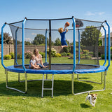 MERSCO 12FT Blue Super Series Trampoline - Safety Curved Pole Design