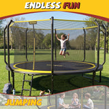 MERSCO 14FT Heavy Duty Outdoor Trampoline with Anti-Collision Curved Poles and Ladder