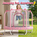 MERSCO 55" Kids Indoor Trampoline with Elephant Basketball Hoop and Safety Enclosure