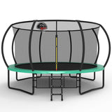 MERSCO 14FT Green Pumpkin Trampoline - All-Weather Backyard Fun
