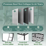 Netrum Twin over Full Bunk Bed for Adults Teens,Heavy-Douty Metal Bunk Beds Frame with Wall Fastener Screws,Ladder & Full-Length Guardrail, Black