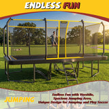 Mersco 12x18 FT Large Rectangle Trampoline for Kids and Adults,Big Outdoor Trampoline with Safety Enclosure Net,Fitness trampoline with Ladder for Backyard,Boys and Girls Birthday Gift,Black