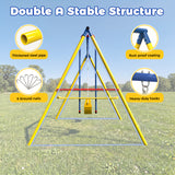 MERSCO 5-in-1 Backyard Swing Set with Slide - Blue & Yellow