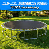 MERSCO 15FT Blue Trampoline - Ultra-Durable 6-Leg Frame with Rigid Hoop