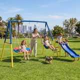 MERSCO 3-in-1 Heavy Duty Outdoor Swing Set with Slide