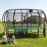 Trampolín grande de 15 pies para patio trasero con revestimiento antioxidante