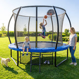 MERSCO 10FT Blue Pumpkin Outdoor Trampoline for Family with Safety Net