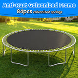 MERSCO 14FT Blue Trampoline with 6 W-Shaped Legs & Pro-Style Basketball Hoop