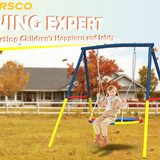 Mersco Swing Set for Backyard with Stand, Swing Heavy Duty 440lbs Metal Outdoor Swing Stand for Playground, Backyard Playset,Halloween,Yellow