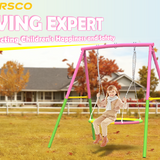 Mersco Swing Set for Backyard with Stand, Swing Heavy Duty 440lbs Metal Outdoor Swing Stand, 38" Saucer Swing for Playground, Backyard Playset,pink