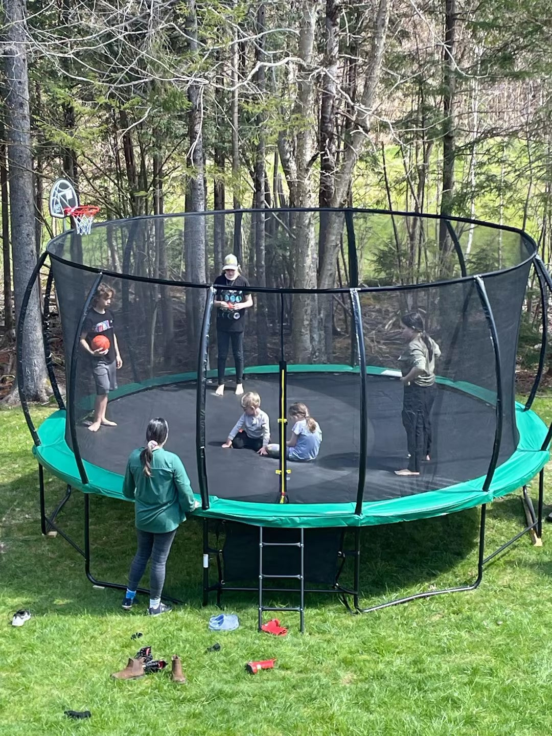 Children playing on mersco trampolines