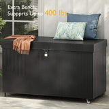 CIRUI 200 Gallon Outdoor Wicker Deck Box with Wheels Lockable Lid,Extra Large All-Weather Rattan Home Storage Box for Patio Furniture,Cushions,Pool and Garden Tools Storage - Gray