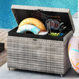 CIRUI 230 Gallon Outdoor Wicker Deck Box with Wheels Lockable Lid,Extra Large All-Weather Rattan Home Storage Box for Patio Furniture,Cushions,Pool and Garden Tools Storage - Black