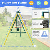 Mersco Metal Swing Sets for Backyard for Kids 3-12, 6 in 1 Swing Sets, Heavy-Duty Playground Backyard Set with 2 Swings, Glider, Climbing Ladder and Rope