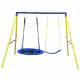 Mersco Swing Set, 440lbs, Heavy-Duty A-Frame Metal Outdoor Swing Stand, 1 Saucer & 1 Belt Swing seat for Playground, Backyard