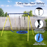 Mersco Swing Set, 440lbs, Heavy-Duty A-Frame Metal Outdoor Swing Stand, 1 Saucer & 1 Belt Swing seat for Playground, Backyard