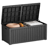 CIRUI 150 Gallon Outdoor Wicker Deck Box with Wheels Lockable Lid,Extra Large All-Weather Rattan Home Storage Box for Patio Furniture,Cushions,Pool and Garden Tools Storage - Gray
