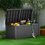 CIRUI 150 Gallon Outdoor Wicker Deck Box with Wheels Lockable Lid,Extra Large All-Weather Rattan Home Storage Box for Patio Furniture,Cushions,Pool and Garden Tools Storage - Gray