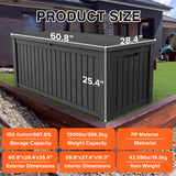 CIRUI 150 Gallon Outdoor Wicker Deck Box with Wheels Lockable Lid,Extra Large All-Weather Rattan Home Storage Box for Patio Furniture,Cushions,Pool and Garden Tools Storage - Gray