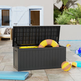 CIRUI 230 Gallon Double-Wall Resin Deck Box - Lockable Waterproof Outdoor Storage Box, 1000lbs Capacity & Doubles as Seating for Patio Furniture - Garden Tools, Pool Accessories (Black)