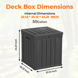 CIRUI 50 Gallon Double-Wall Resin Deck Box,Lockable Waterproof Outdoor Storage Box, 515lbs Capacity and Doubles as Seating for Patio Furniture,Garden Tools, Pool Accessories (Black)