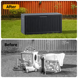 CIRUI 80 Gallon Double-Wall Resin Deck Box - Lockable Waterproof Outdoor Storage Box, 551lbs Capacity & Doubles as Seating for Patio Furniture - Garden Tools, Pool Accessories (Black)