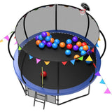 12FT Blue Jumping Trampoline with Flag&Balloon - MERSCO SPORTS