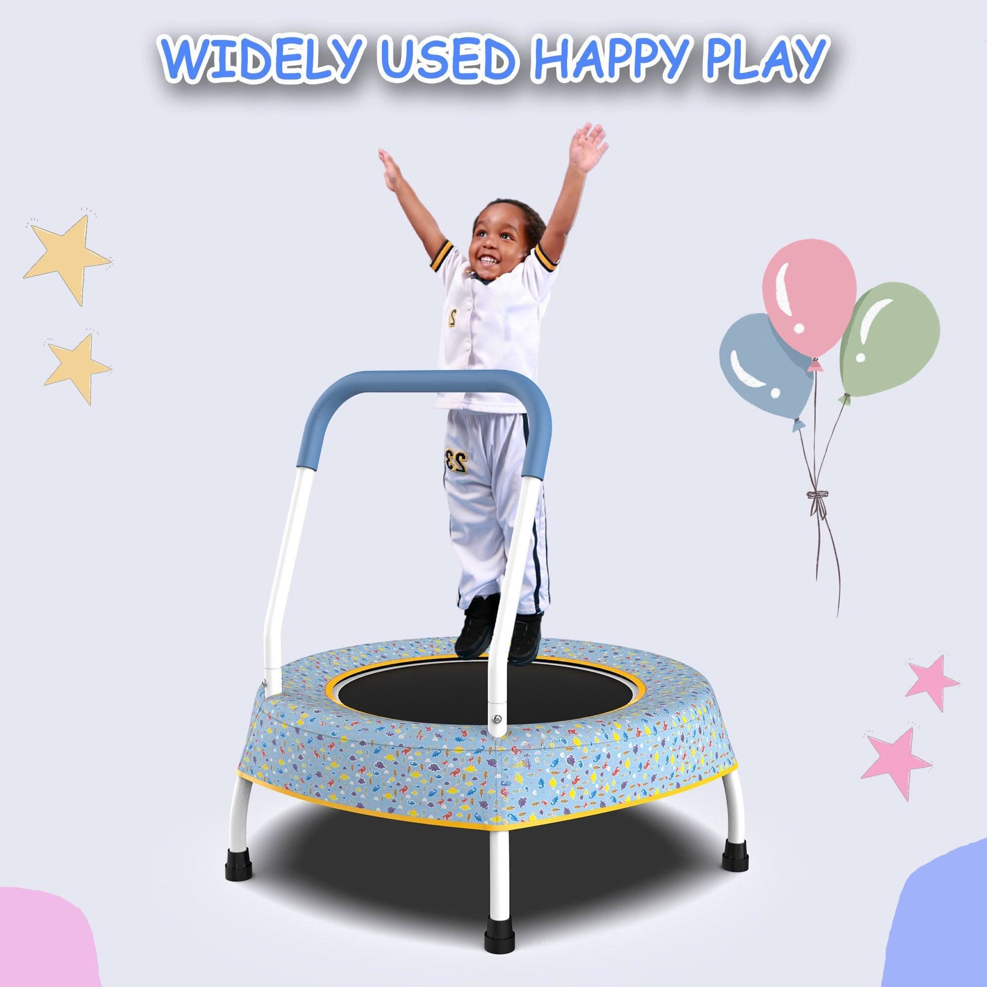 Blue Print Small Trampoline for Kids with Handle(FOB) - MERSCO SPORTS