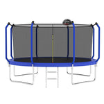 14FT Blue Recreational Trampolines for Kids With Ladder&Hoop - MERSCO SPORTS