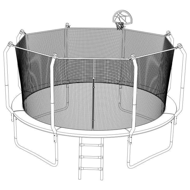 12FT Outdoor Trampoline With Safety Enclosure(FOB) - MERSCO SPORTS