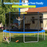 Mersco 14ft Heavy Duty Outdoor Trampoline for Kids, Backyard Trampoline with Basketball Hoop and Enclosure Net, Loading 1320 lbs,Blue