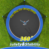 Mersco 14ft Heavy Duty Outdoor Trampoline for Kids, Backyard Trampoline with Basketball Hoop and Enclosure Net, Loading 1320 lbs,Blue