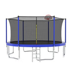 14FT Blue Outdoor Adult Sport Recreational Trampoline With Safety Net - MERSCO SPORTS