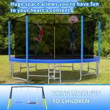 Mersco 15FT Heavy Duty Trampoline with Enclosure Net & Swing Set Outdoor Big Trampoline for Backyard,Kids Trampoline with Basketball Hoop,1320LBS Capacity,Birthday & Holiday Gifts for Kids,Blue