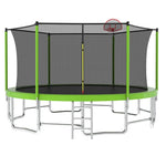 16FT Green Outdoor Big Trampolines for Kids with Inner Safety Enclosure Net - MERSCO SPORTS