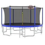 16FT Blue Exercise ASTM Approved Trampolines With Straight-Pole&Ladder - MERSCO SPORTS