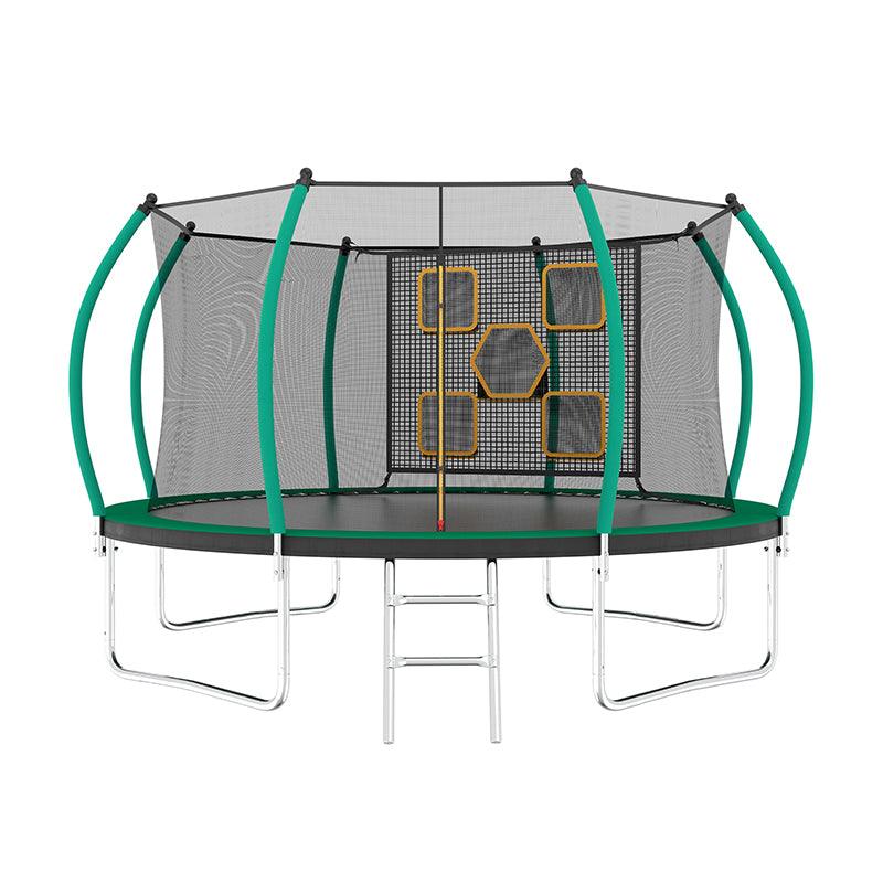 14FT New Design Green&Black Trampoline with Safety Enclosure Net - MERSCO SPORTS