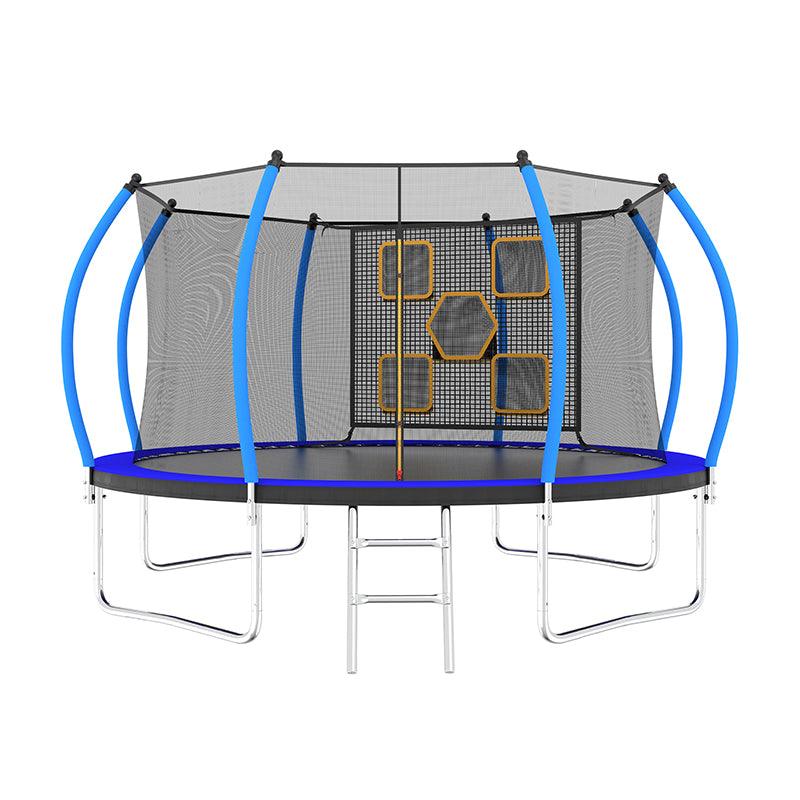 14FT New Design Blue&Black Backyard Trampoline With Enclosure - MERSCO SPORTS